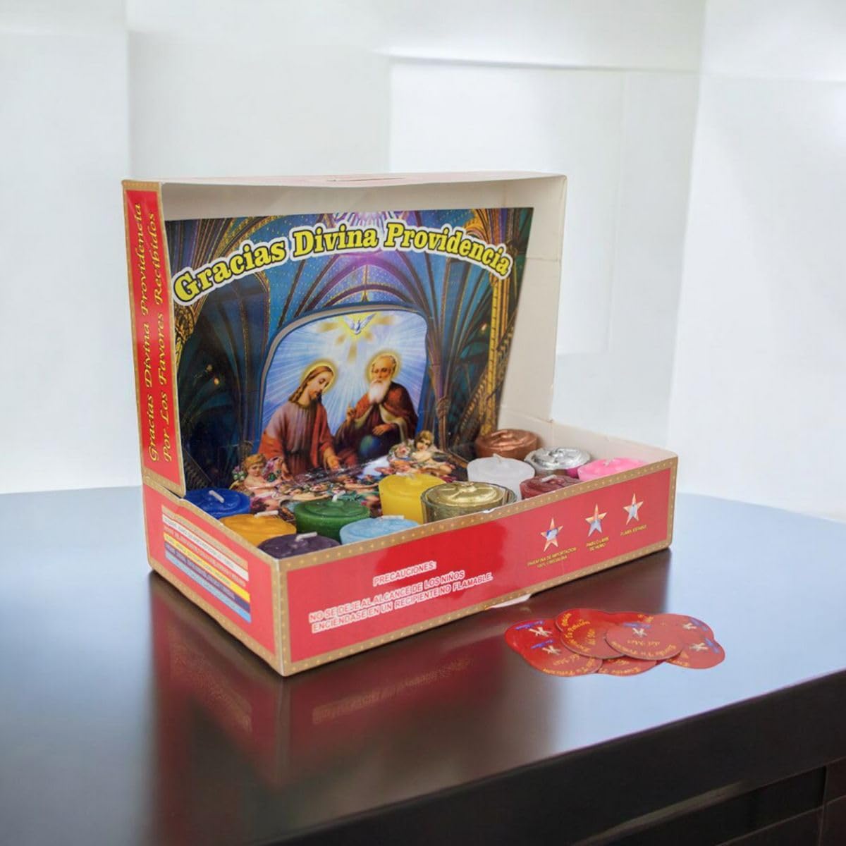 Docenera Divina Providencia | 12-Piece Scented Votive Candles | Colors | Deluxe Edition with Petition Box | New Year