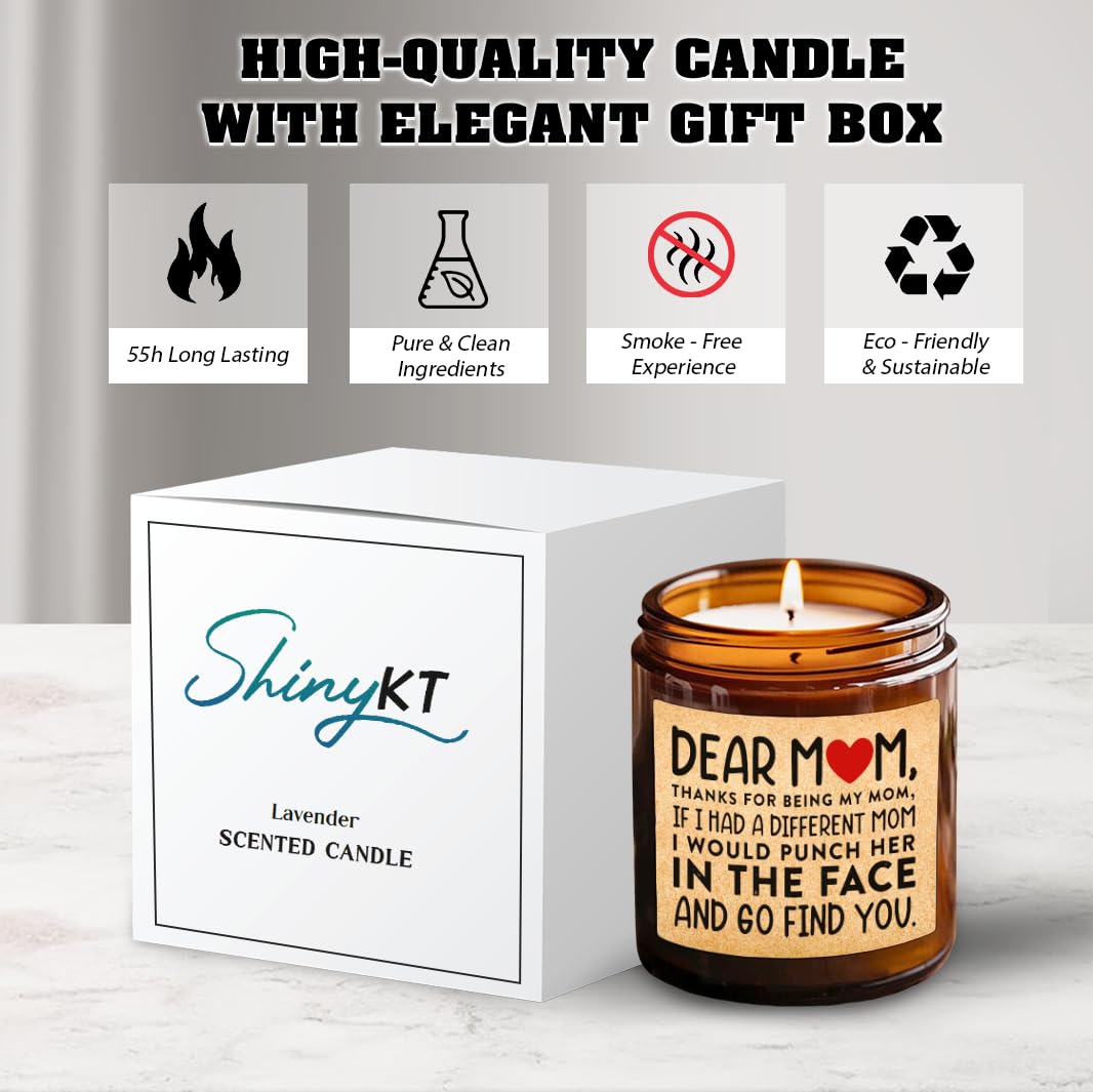 ShinyKT Scented Soy Wax Candle - Funny Mother's Day Present from Daughter or Son - Cool Birthday Gift Ideas for Mom - Long Lasting Natural Fragrance for Mothers Day