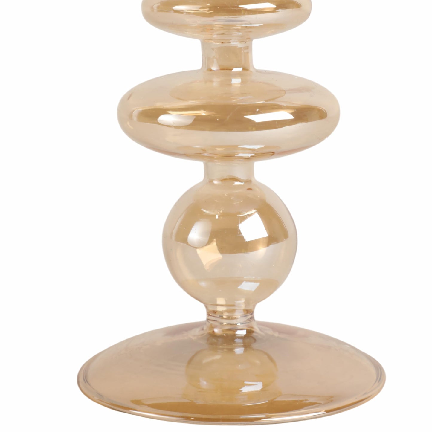 Decorative Glass Candle Holder for Taper Candles - Modern Candlestick Holder with Disc and Sphere Design for Table Decor - Pair with Gold Centerpieces for Tables and Living Room Display - 7" Gold