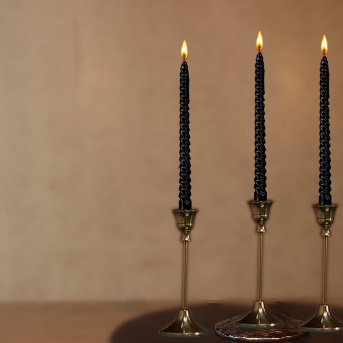 Kemladio 4 pcs 10 inch Taper Candles,Burning Unscented Tapered 7.5 hrs,Fancy Dinner,Tall Candle Sticks, Halloween Party Decorations(4pcs, Black)