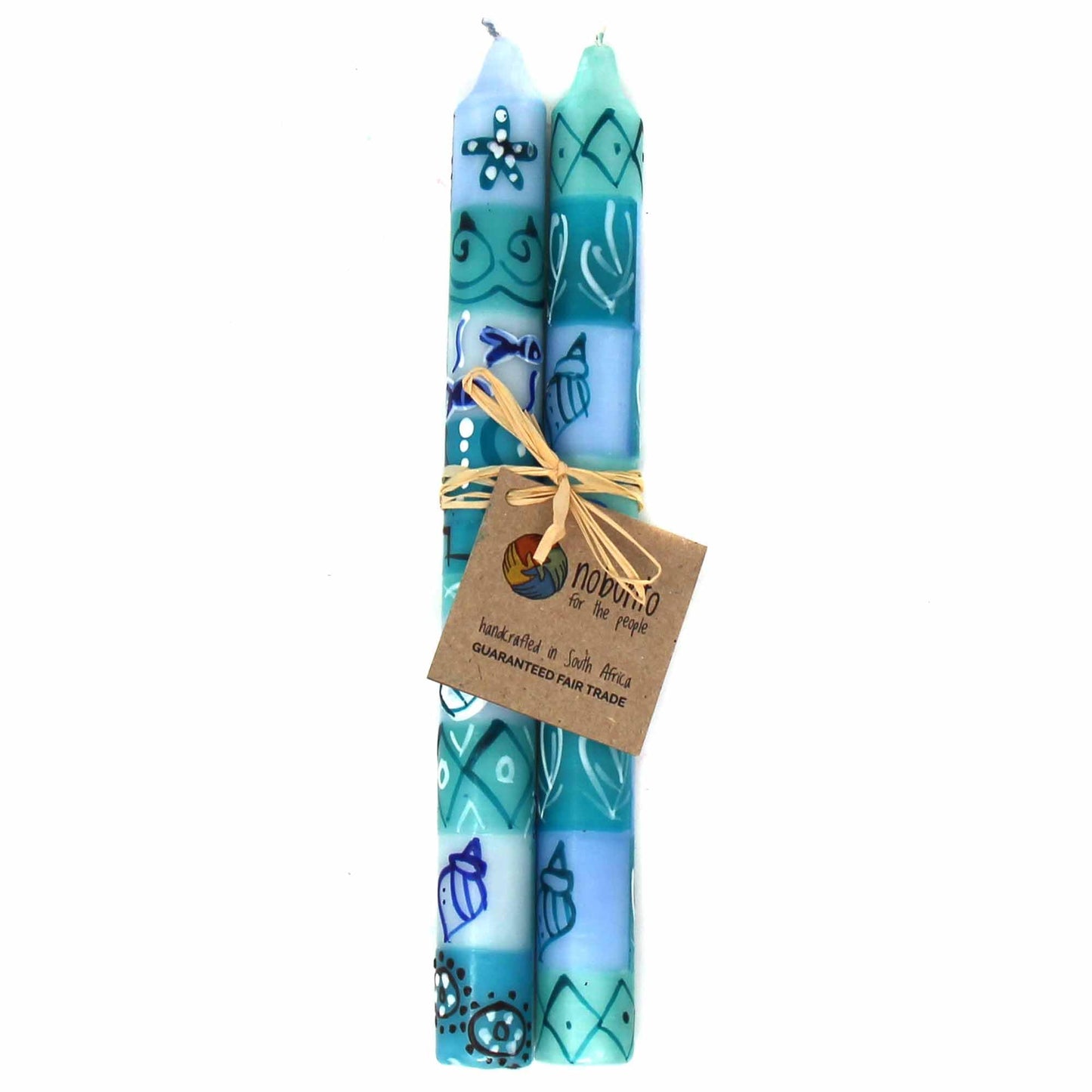 Global Crafts - 2 Hand-Painted African Taper Candles - Samaki Design, Unscented