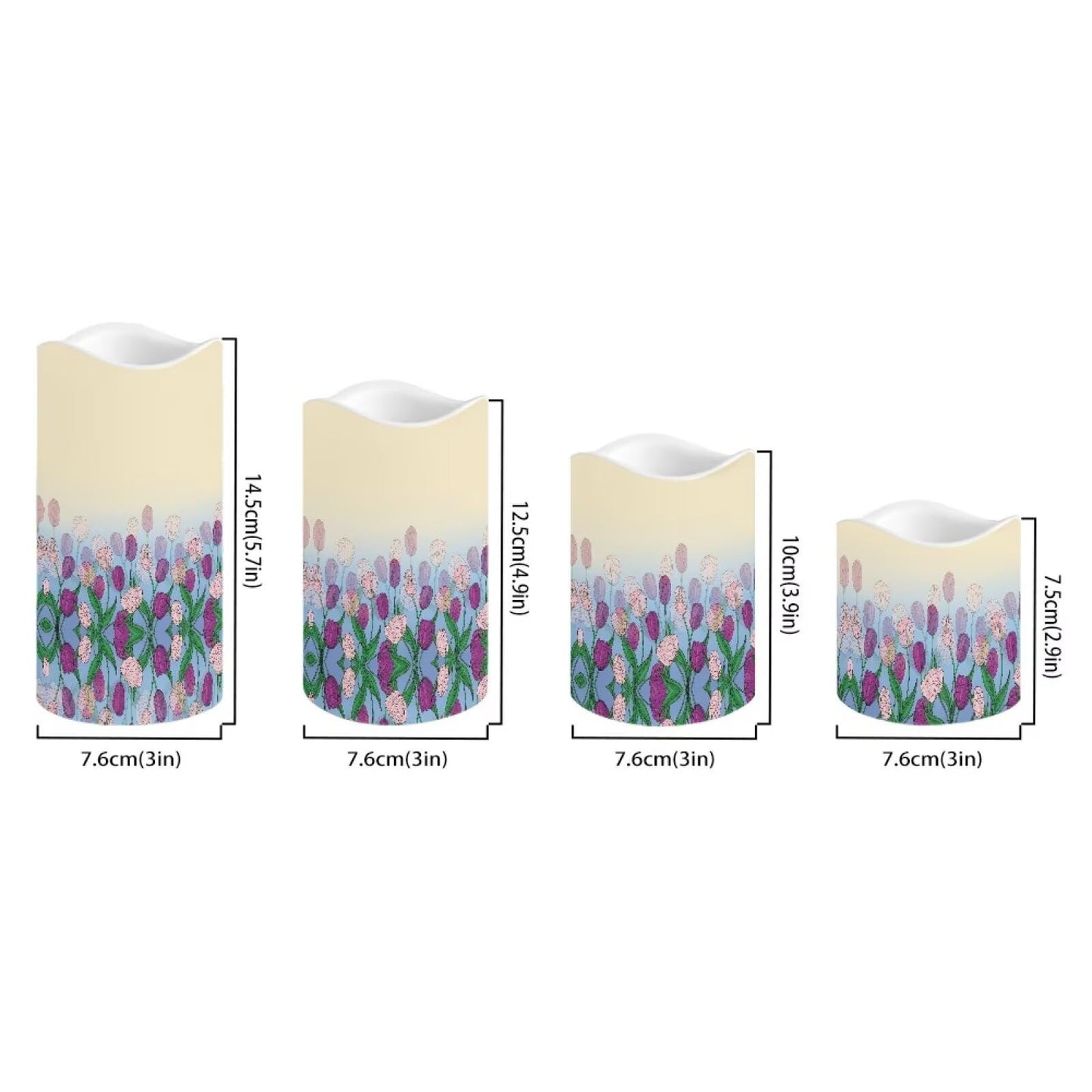 Ystardream Purple Tulips Flameless Candles with Timer Led Candles Flickering 4 Candle Sets for Home Decor,18 Key Remote Control，Dancing Flame, True Wax, Battery Power