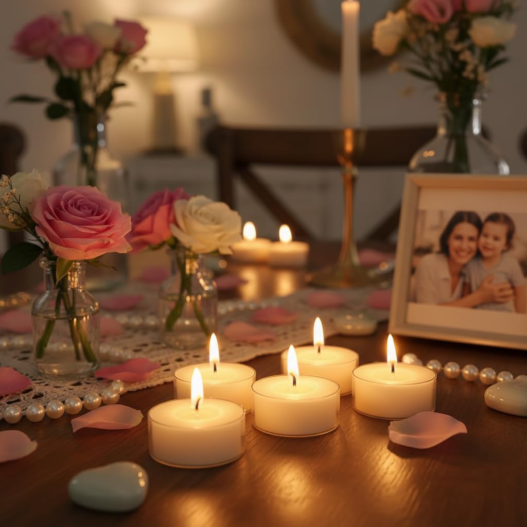 Ivory Tea Lights Candle Set of 24, Jasmine Scented Tealight Candles, Handmade Tea Candles, Long Burning Tealights for Romantic Wedding Home Decor Gift