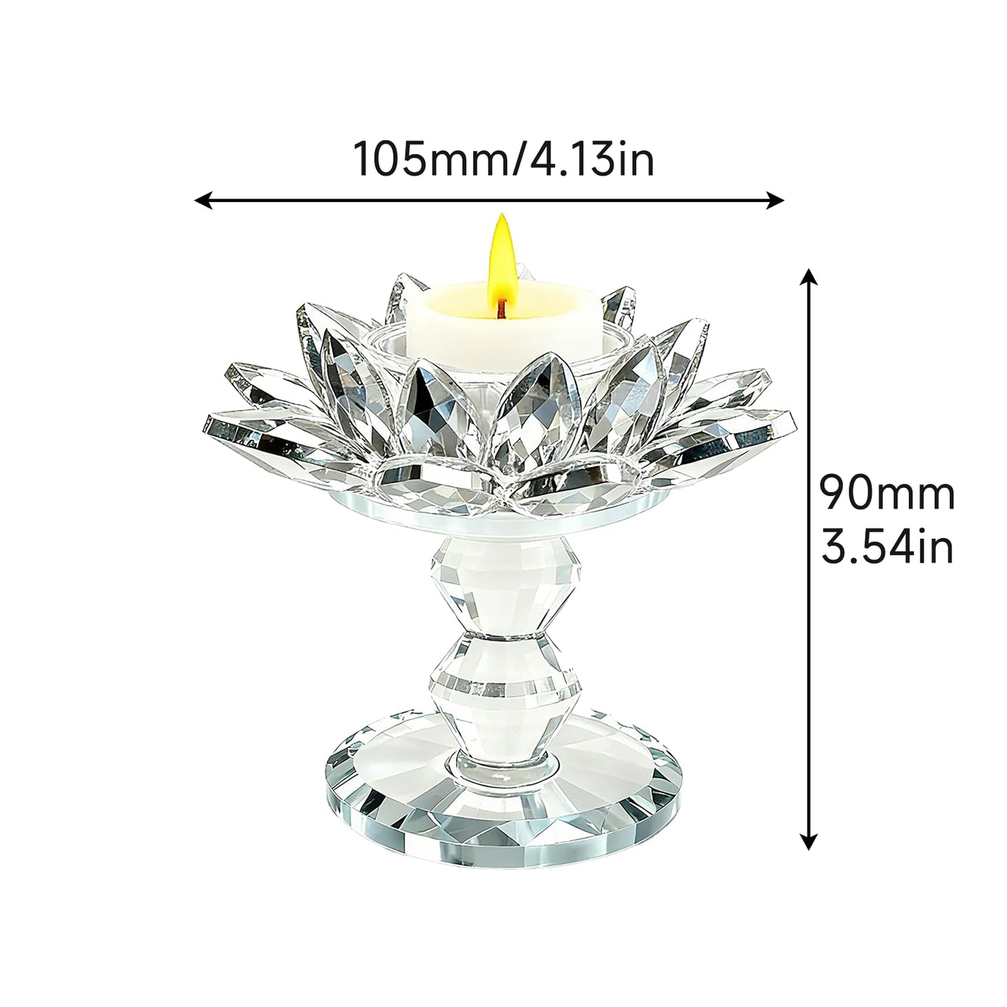 Xisakaca Crystal Lotus Flower Candle Holder, Votive Tealight Candlestick Stand for Table Centerpiece Party Wedding Decor Transparent