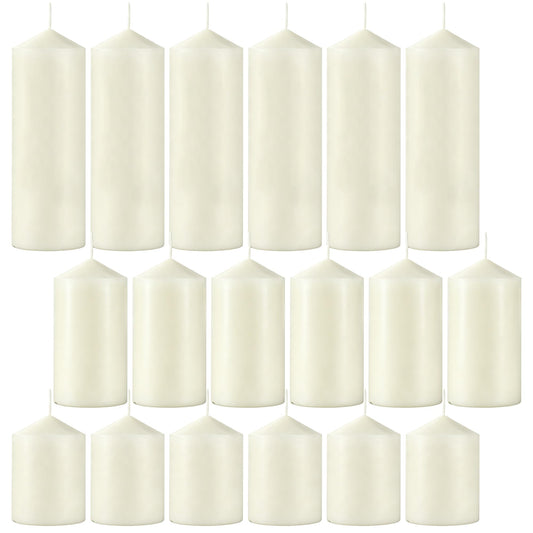 CCXTNQS Ivory White Pillar Candles, 2x3/4/6 Inch Unscented Candle Bulk Set of 18, Dripless Smokeless Long Burning Candles for Wedding Centerpieces, Home Decor, Mantel
