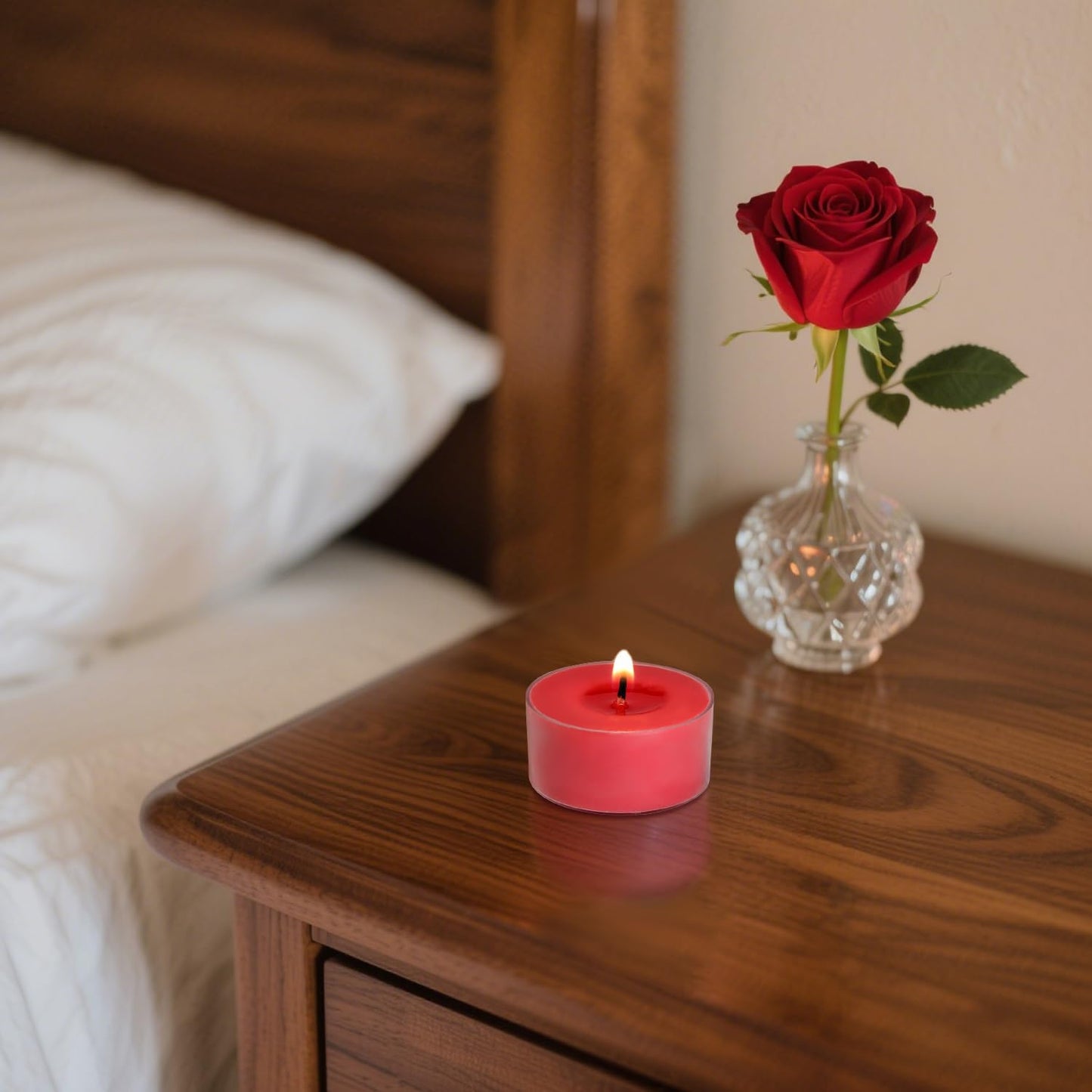 Scented Tea Lights Candles, Wisper of Rose, 16 Pack – Red Scented Tealight Candles– 100% Palm Wax – 6 Hour Burn Time Aromatherapy Tea Light Votive Candle for Dinner, Bedroom, Spa