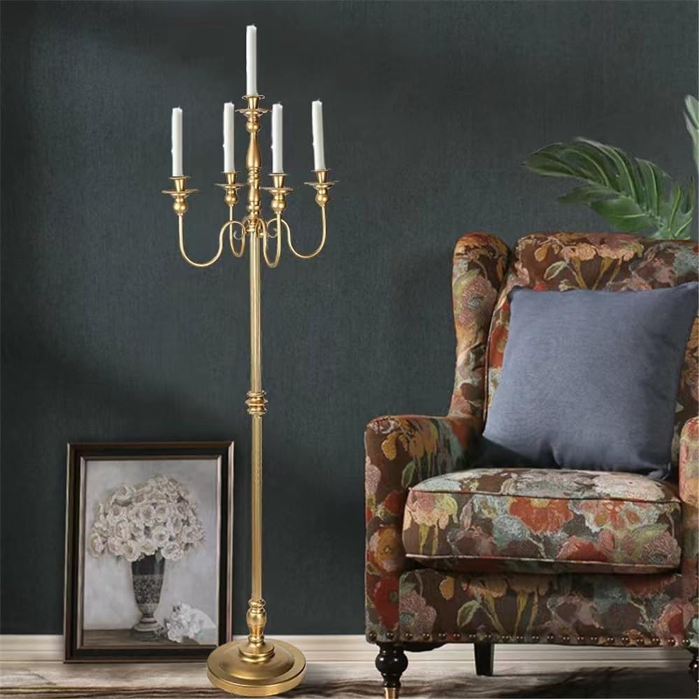 cfycfy987 Candelabra Retro Floor-Standing Tall Candlestick Wedding Arrangement Metal Five-Head Candle Holder Candle Sticks Holder(Large)