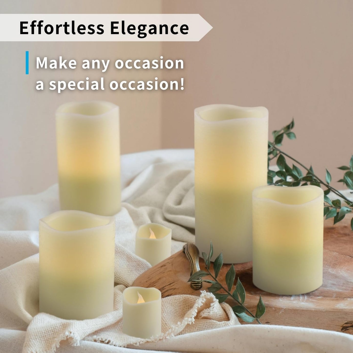 FURORA LIGHTING Ivory Flameless Candles - Real Wax, Adjustable Brightness, Remote & Timer - 4 Pillars (3x4, 3x6) and 4 Votives, 8-Pack, Battery Operated