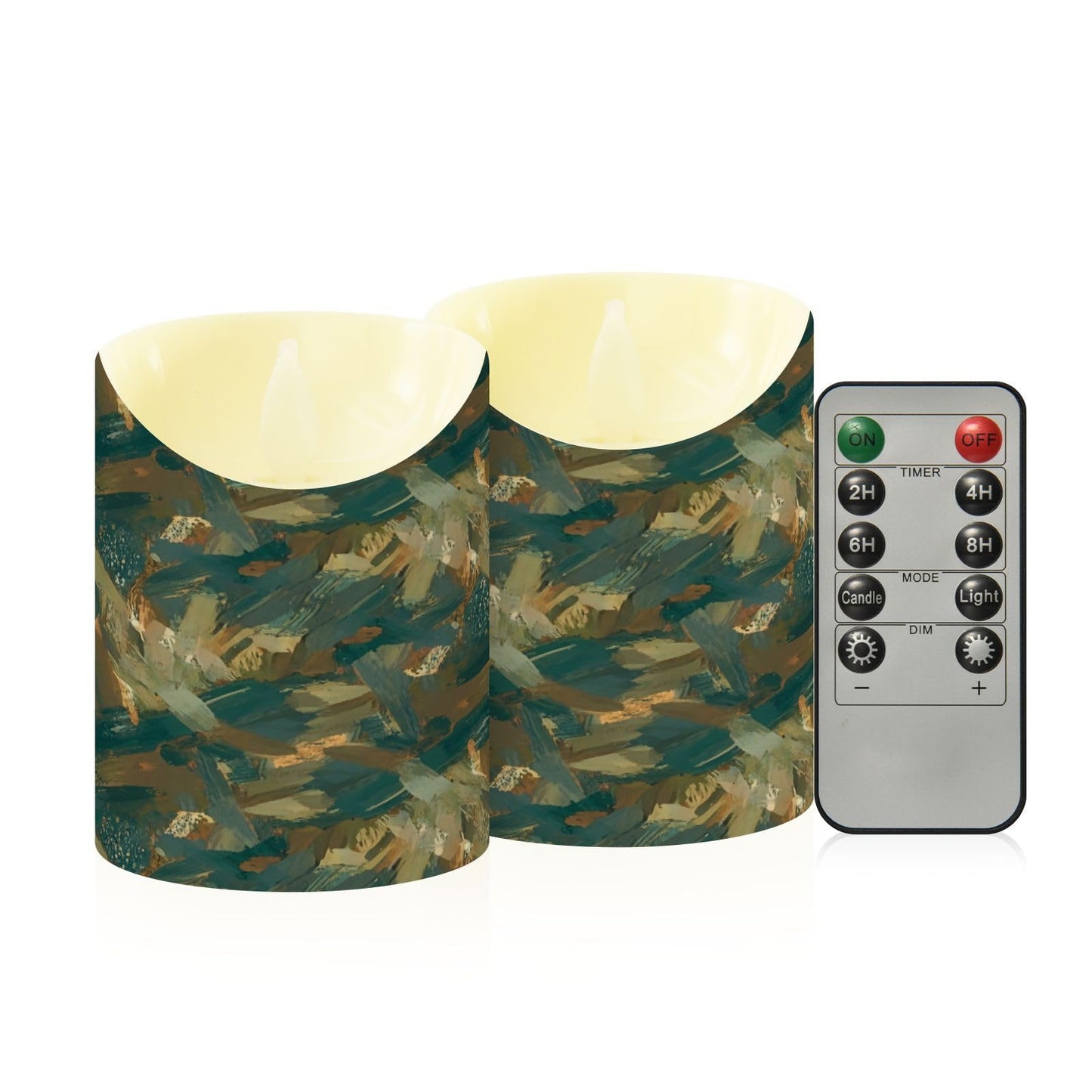 Gravopti Abstract Pattern 2 Pack Flameless LED Pillar Candles with Remote & Timer, Battery Operated, Flickering Wax Candle for Wedding, Romantic Home & Party Decor