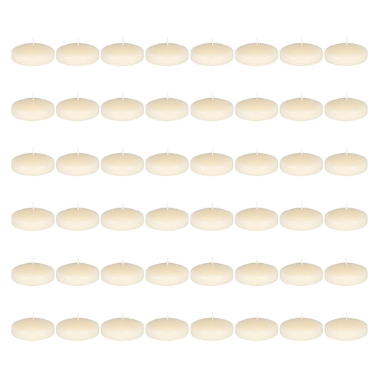 Mega Candles 48 pcs Unscented Ivory Floating Candles, Hand Poured Wax Candle 3 Inch Diameter, Home Décor, Wedding Receptions, Occasions, Festivities, Events, Meditations, Tranquility, Spa