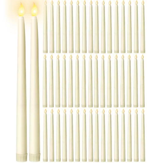 Jaoruizer 48Pcs Flameless Taper Candles Bulk,11in Battery Operated LED Taper Candles Flickering Electric Fake Candlesticks for Wedding Christmas Party, (Batteries Not Included)