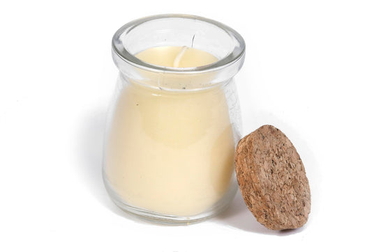 BeeTheLight Beeswax Jar Candle - 100% Pure USA Bees Wax in Glass Container - Vanilla Honey Scent