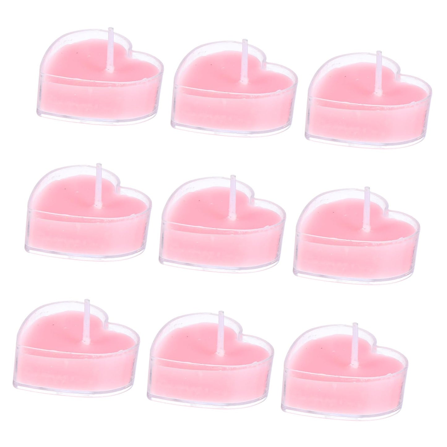 Baluue 9Pcs Heart Shaped Scented Tealight Candles Pink Rose Paraffin Wax Romantic Home Wedding Decoration with Glitter Long Burning for Indoor Outdoor Use
