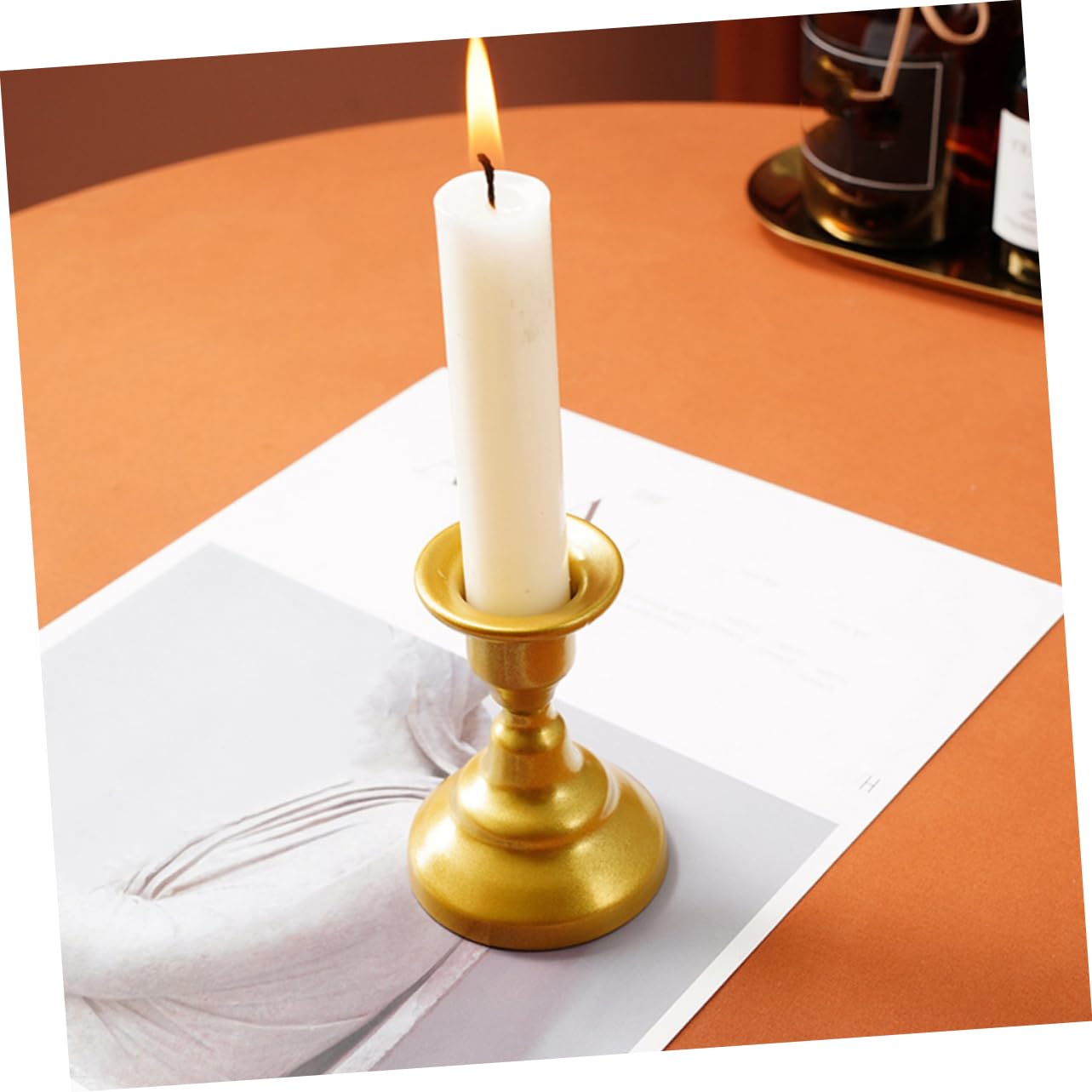 PRETYZOOM Retro Metal Candle Holder for Tabletop Elegant Pillar Candlestick Stand for Home Decor Weddings and Parties Decorative Centerpiece for Tealight and Taper Candles