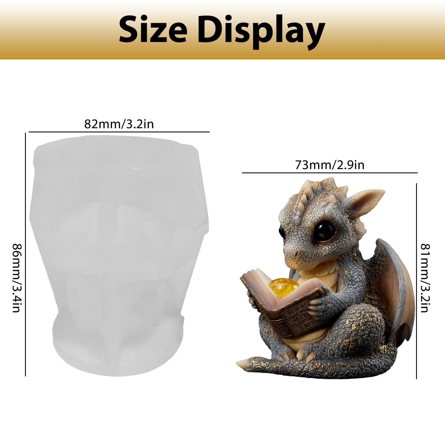 Book-Reading Dragon Silicone Candle Mold, 3D Dinosaur Resin Casting Silicone Mold for Home Decor, Soap & Candle Making, Animal Epoxy Resin Craft Mold, Gifts for Dinosaur Lovers