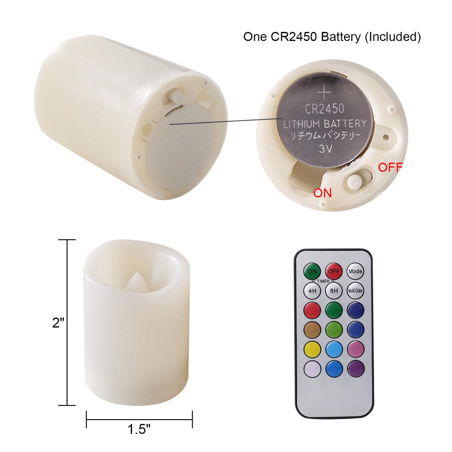 DRomance Color Changing Flameless Votive Candles with Remote and Timer, Battery Operated White LED Flickering 12 Pack Halloween Christmas Decor (1.5 x 2 Inches)