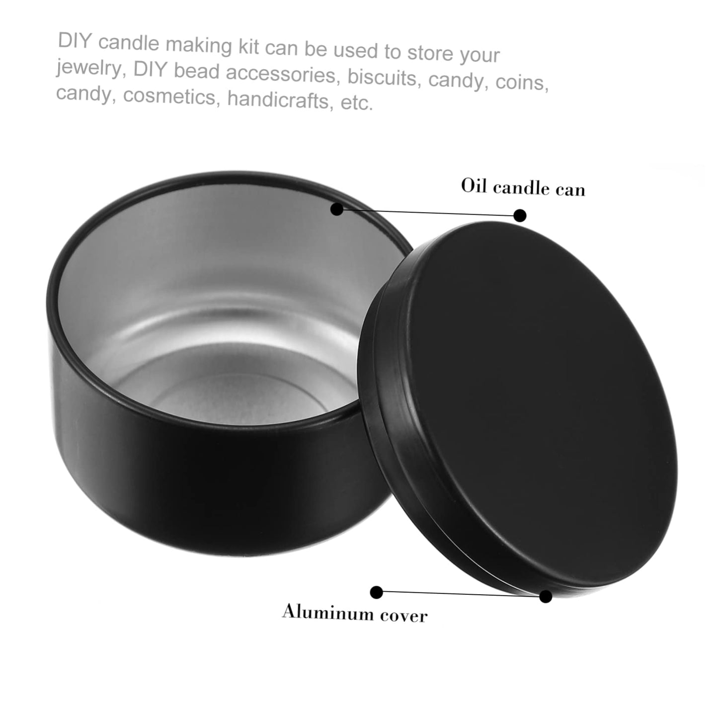 NUOBESTY 12pcs Metal Candle Tins Round Travel Containers for DIY Candles Solid Scented Aromatherapy Storage Portable and Lightweight for Travel Use