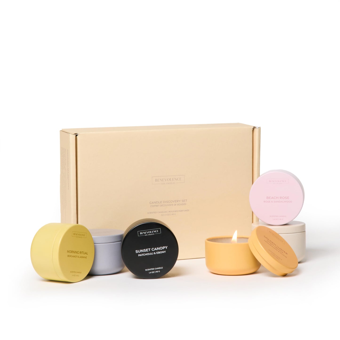 Benevolence LA Candle Gift Set – 6 Soy Scented Candles (1.4 oz) | Aromatherapy Candles with Orange, Eucalyptus, Rose & Jasmine | Gift Set Ideas for Women & Men | Ready for Gifting