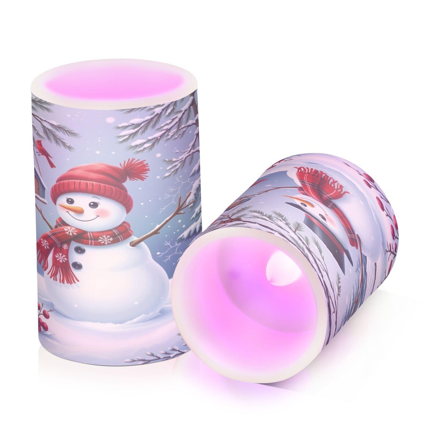 Eionryn Christmas Winter Snowman Couple Flameless Candles Battery Operated LED Candles with Remote Timer Electric Candles for Home Party Decor 2pcs
