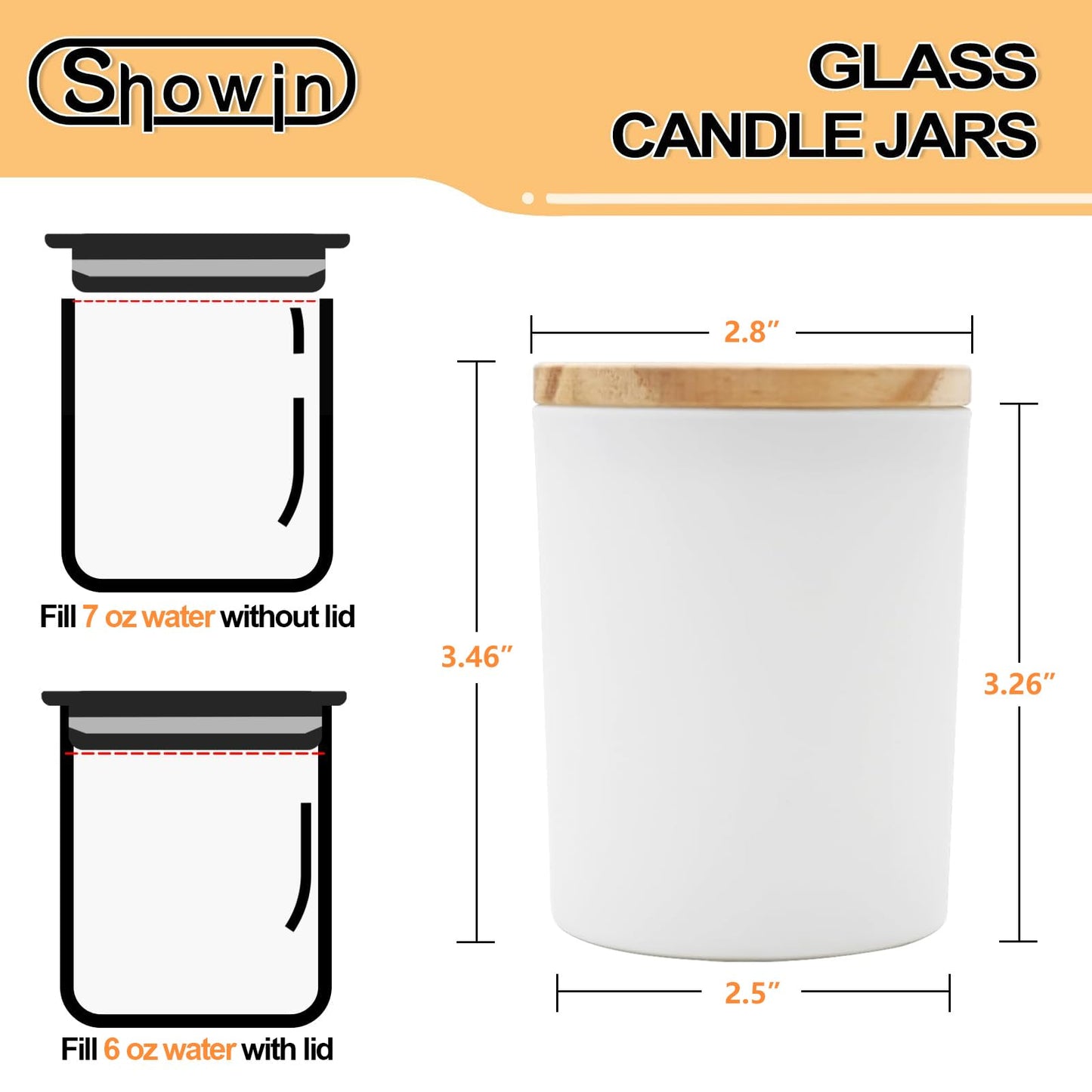 SHOWIN Thick Candle Jars for Making Candles 20 Pcs, 7 OZ Empty Jars with Wood Lids for Candle Making, Sample Container, Matte White