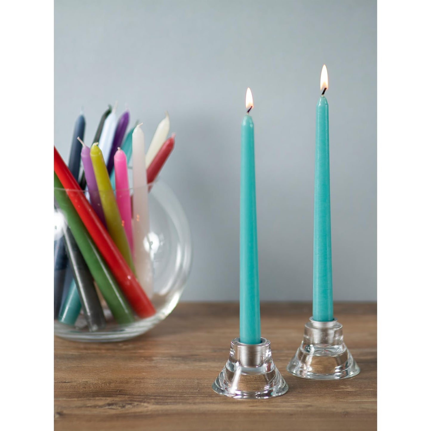 CANDWAX 10 inch Turquoise Taper Candles Pack of 4 - Unscented Smokeless Dripless Tall Candle Sticks - Perfect for Holidays, Ordinary Dinners and Special Occasions - Teal Candlesticks