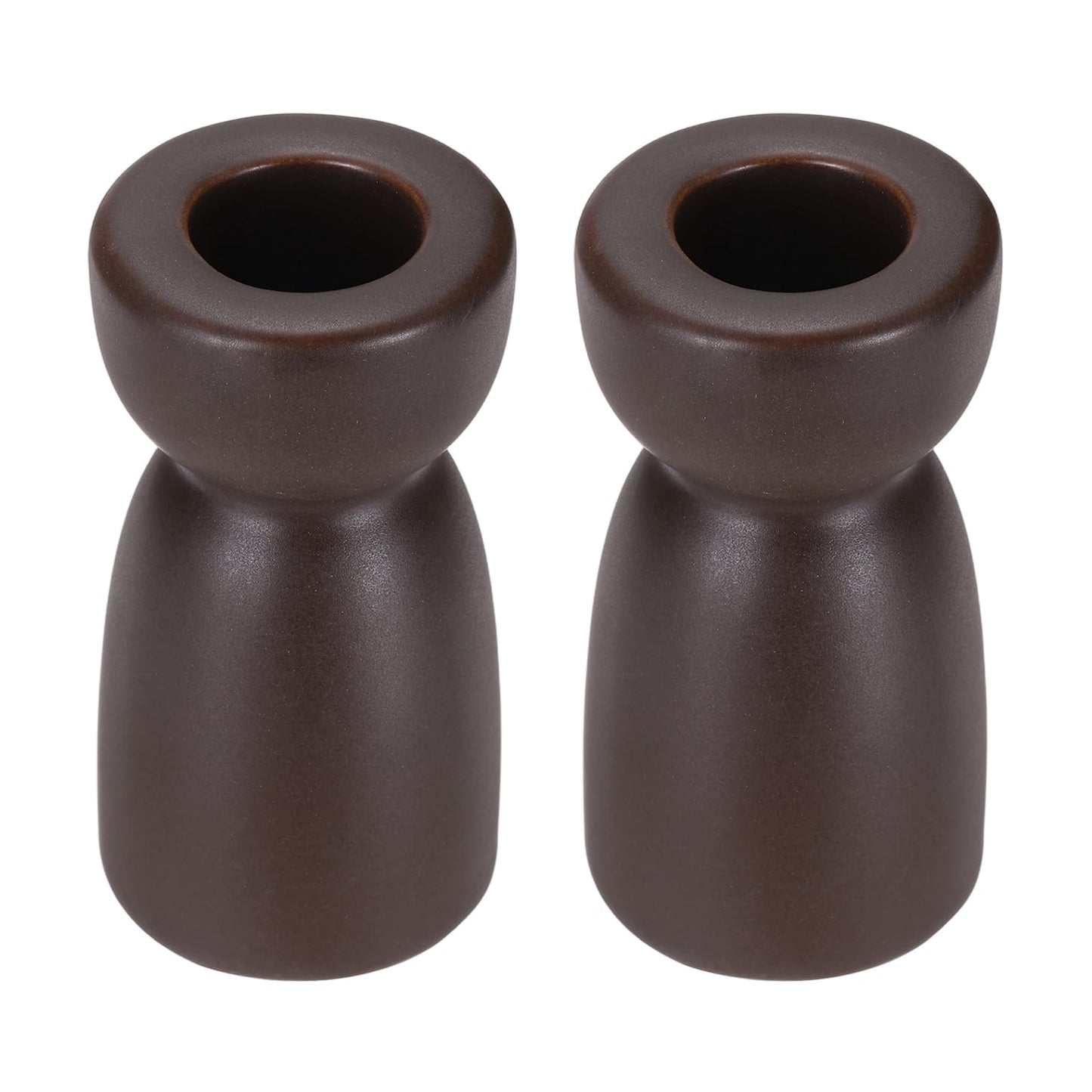 uxcell 2 Pack Candlestick Holder Black Brown Ceramic Taper Candle Holder Candle Stand Holders Modern Style Decoration for Centerpiece Tabletops Anniversary