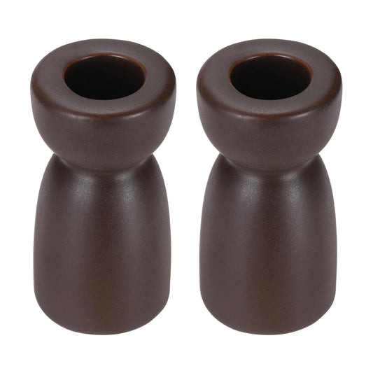 uxcell 2 Pack Candlestick Holder Black Brown Ceramic Taper Candle Holder Candle Stand Holders Modern Style Decoration for Centerpiece Tabletops Anniversary