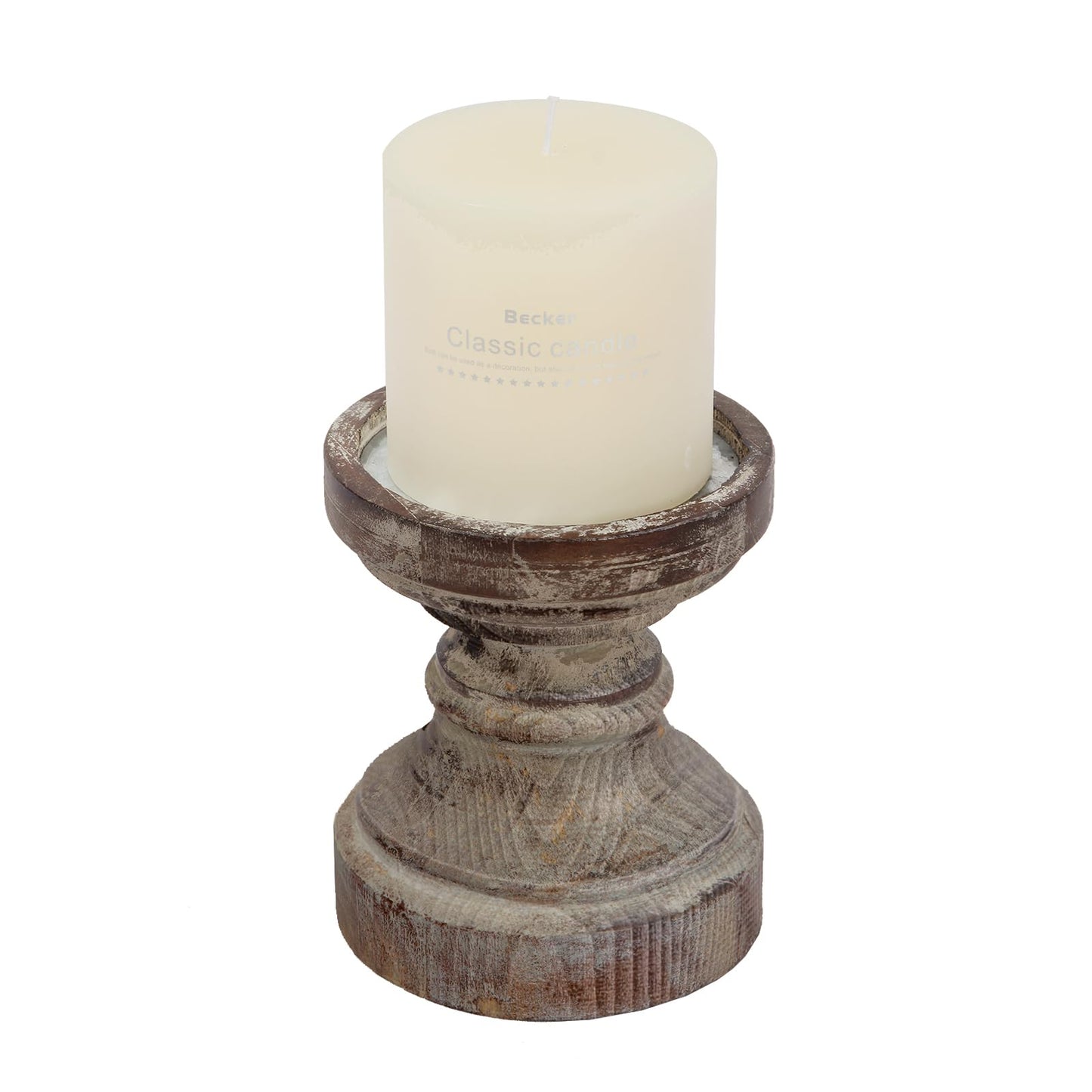 SOFE Decorative Pillar Candle Holder, Rustic Wood Candle Holders for Table Centerpiece, Handmade Farmhouse Candle Holders, Antique Wooden Candlestick Holders Gift for Wedding, Party, Home