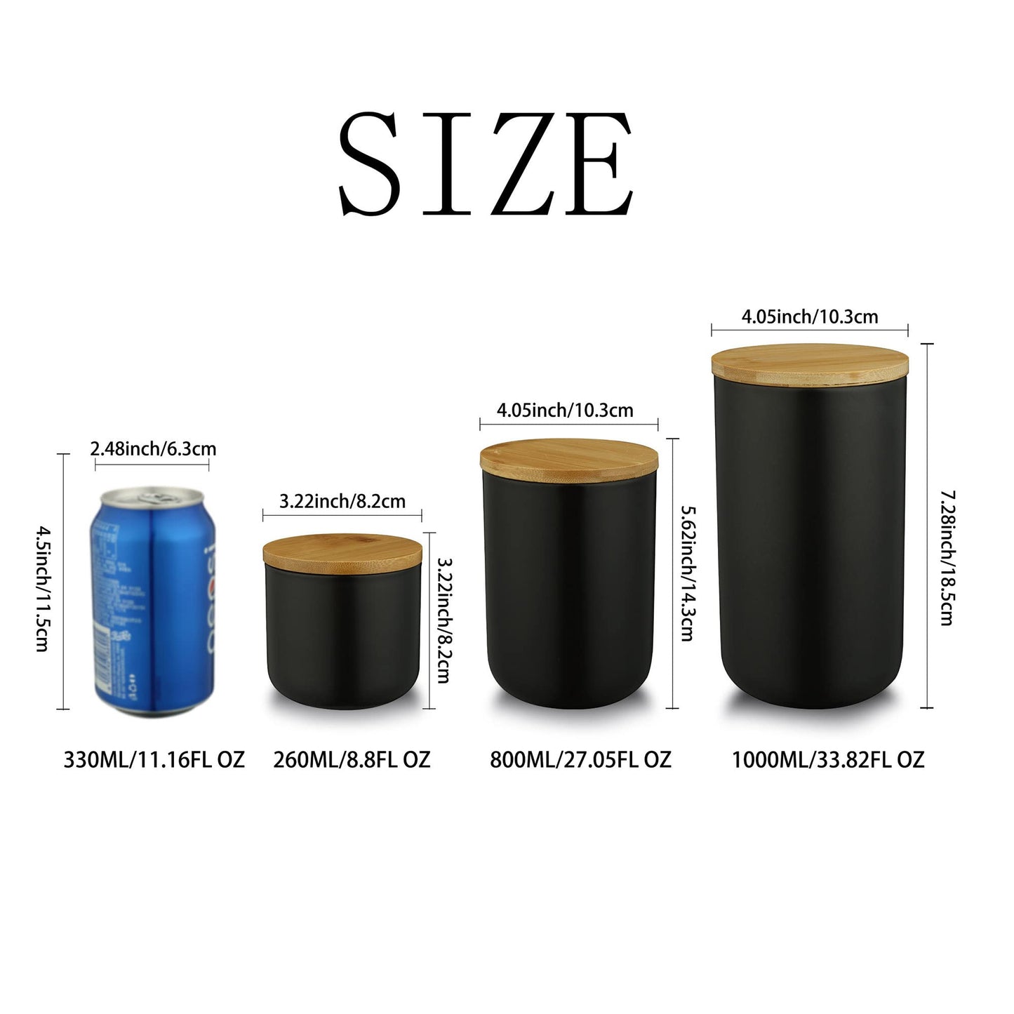MilkyWay Food Storage Jar Strong Ceramic Storage Canisters with Airtight Seal Bamboo Lid Modern Design Seal Damp-Proof Kitchen Jar for Coffee, Tea, Spice and More (White(M: 27oz/800ml))