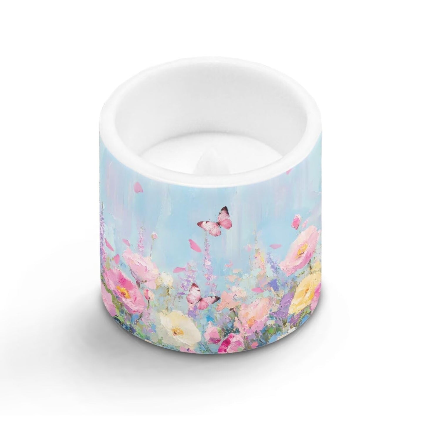 Cozeyat Butterfly Floral Flameless Candles 4 Pack Battery Operated with Remote Control Timer LED Pillar Candles Waterproof for Indoor Outdoor