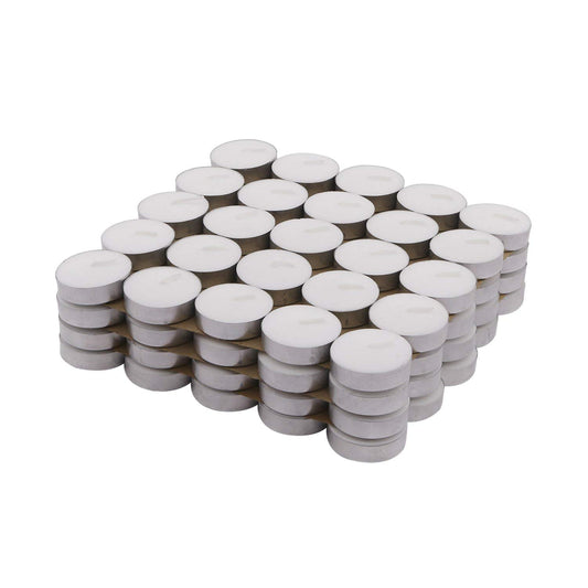 Wax Unscented Tealight Candles Pack of 100 for Diwali Decoration | Long Burning | Smokeless | Candles for Home Decor, Offices, Dining & Special Occasions (Pack of 100 White)