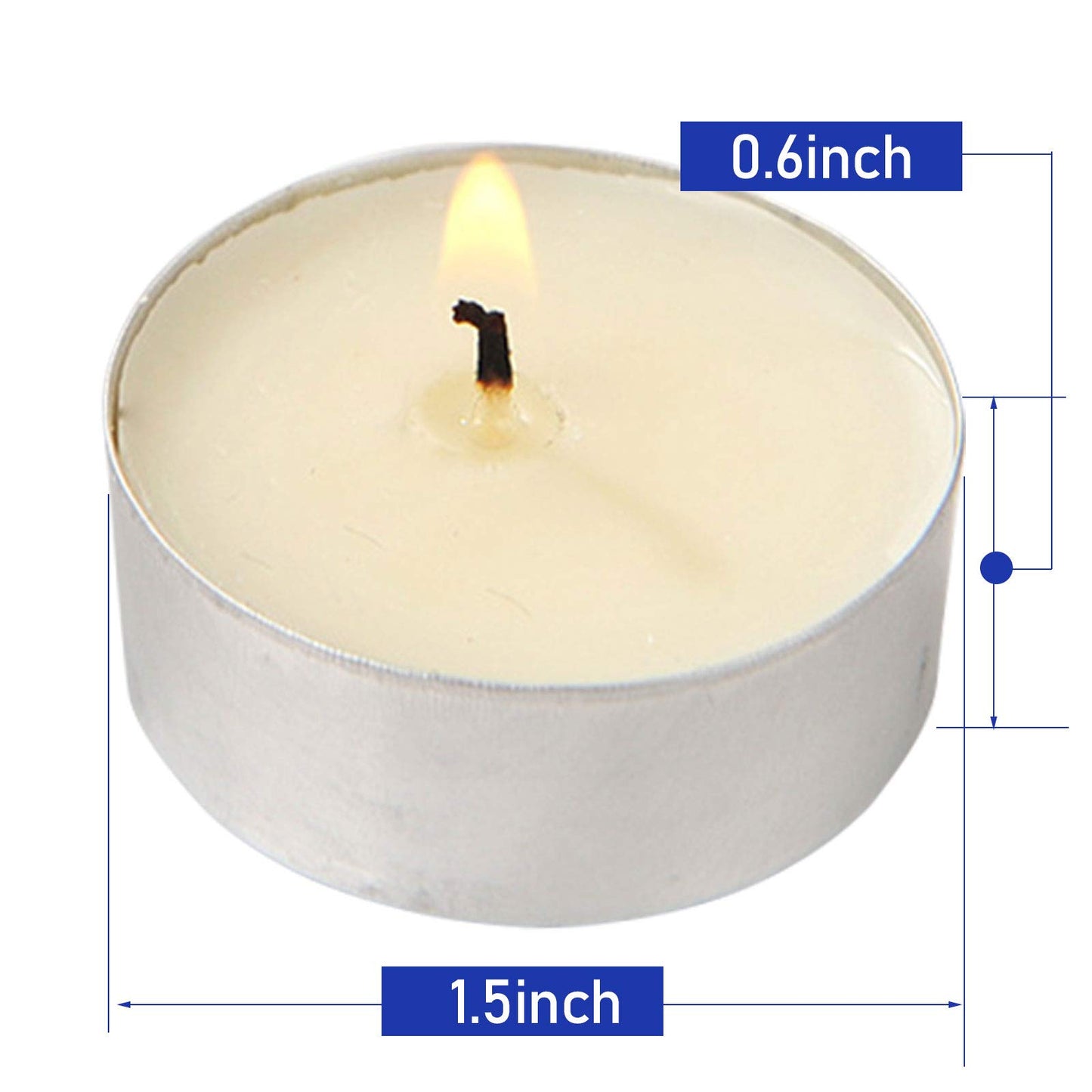Visen 50Pack Tealight Candles, White, Unscented, Smokeless, Dripless & 6Hours Burn Time Long Burning Paraffin Tea Lights Candles for Home, Romantic Decor, Pool, Shabbat, Weddings & Emergencies