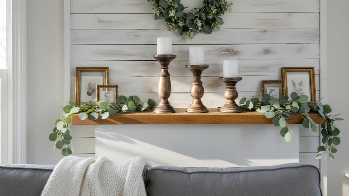 Candle Pillar Holder, Candle Holder Set of 3 Fall Wooden Candle Holder, Farmhouse Set for Table Centerpiece Home Decor-10,8,6 Inch