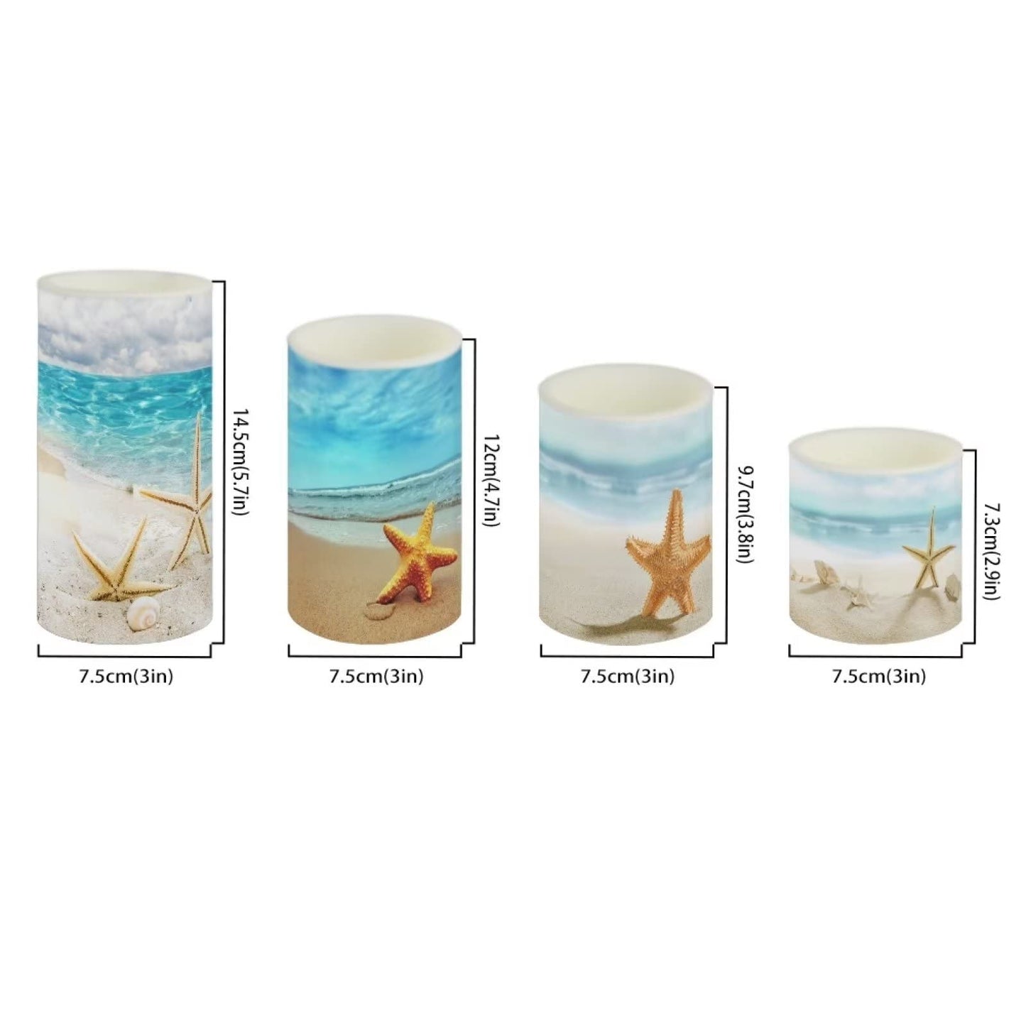 NETILGEN LED Flickering Candles Battery Operated Candles Set of 4 with Remote Control Timer Dancing Flame Pillar Candles Home Table Coastal Decoration, Beach Coastal