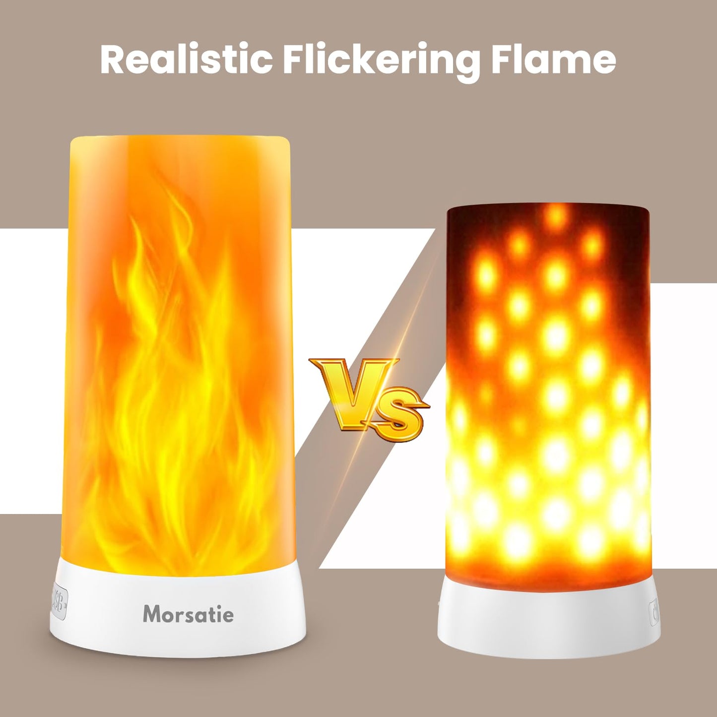 Upgraded LED Flame Light, Rechargeable Flame Lamp with Remote & Timer, 4 Modes Upside-Down Effect, Waterproof Battery Operated Dimmable Flameless Candles for Camping Indoor Outdoor Decor, 2 PCS
