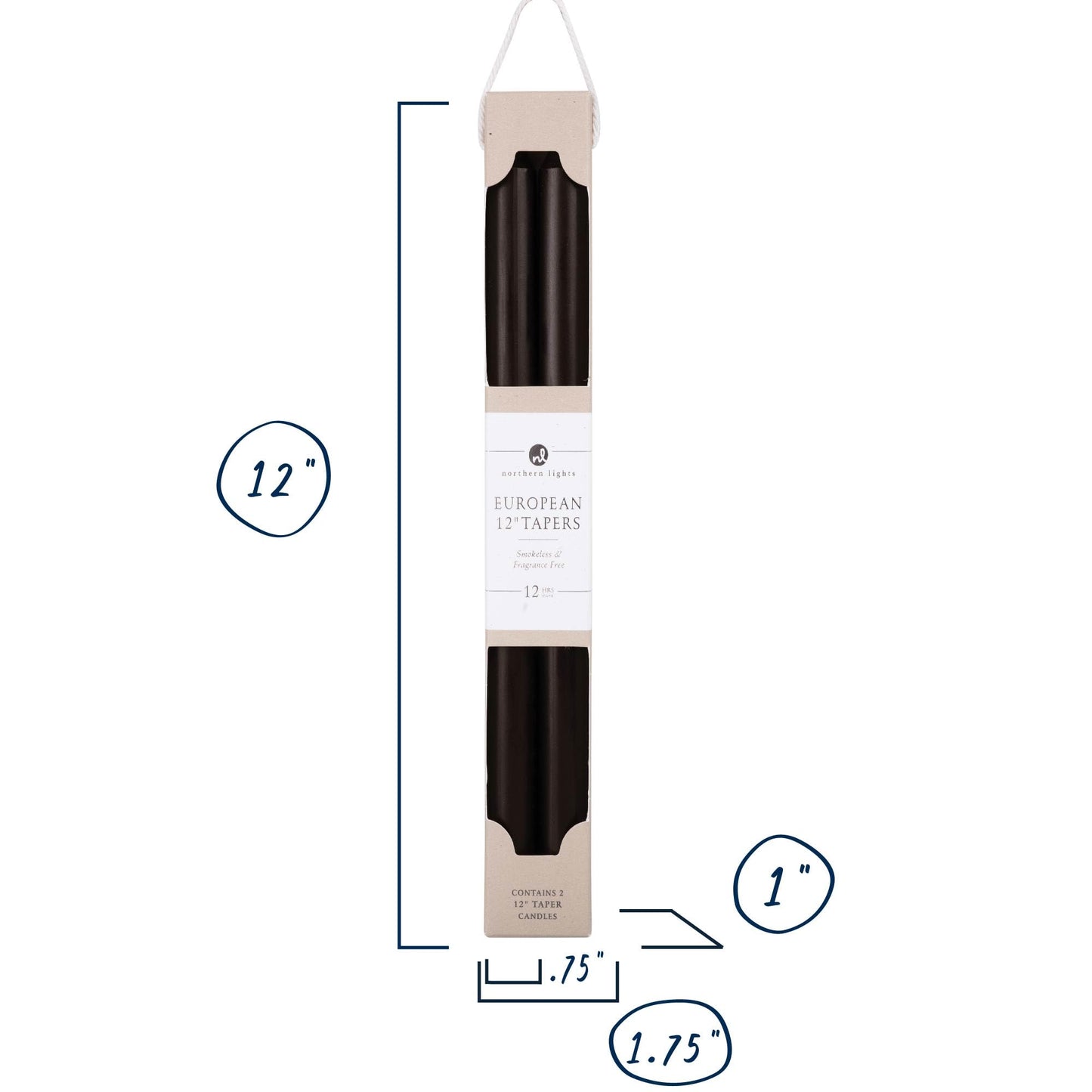 Northern Lights Candles - 12" 2pk Tapers - Espresso - 72875