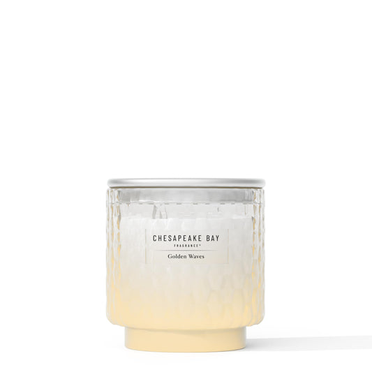 Chesapeake Bay, 11oz Golden Waves Scented Candle, Mood Evoking Fragrance, Textured Sea Glass-Inspired Jar, Premium Soy Blend Wax with Essential Oils, Coastal Fragrance for Home Décor or Gifting