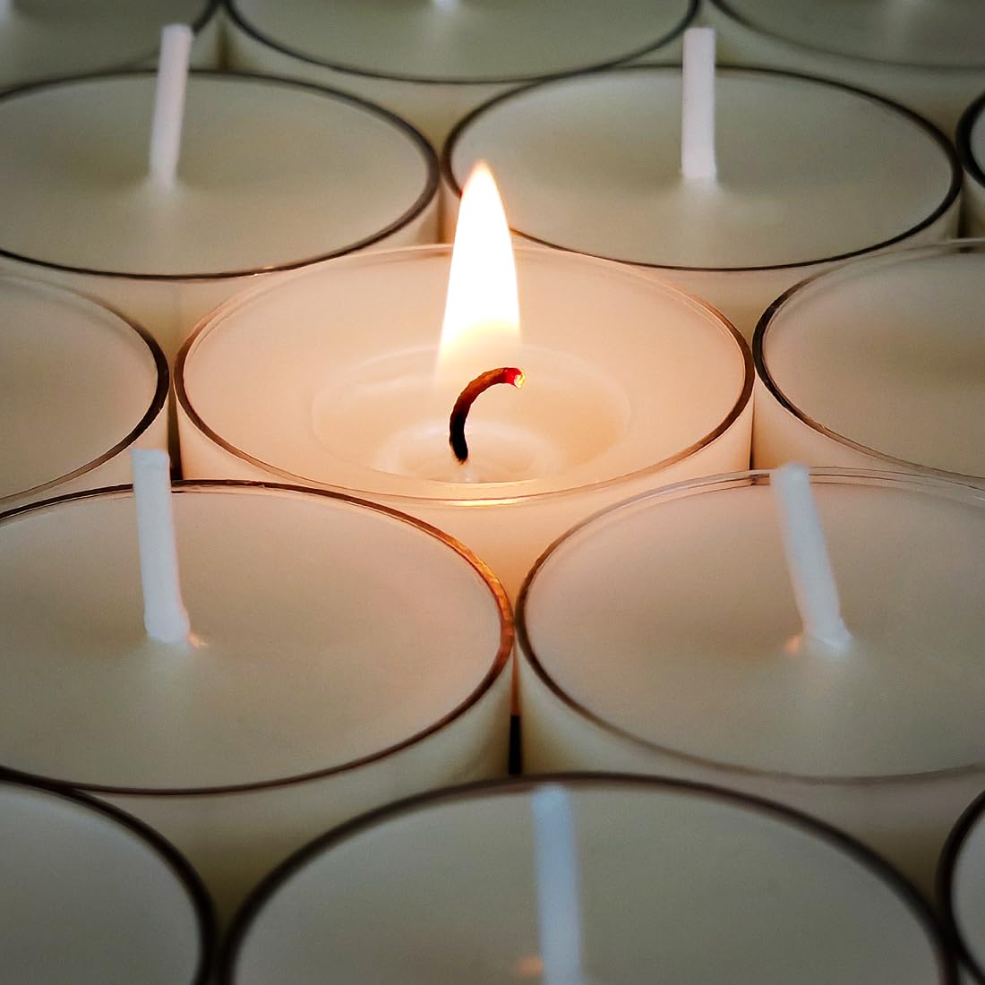 50PCS Pure Beeswax Tealight Candles, Natural Scent, Clear Cup, White