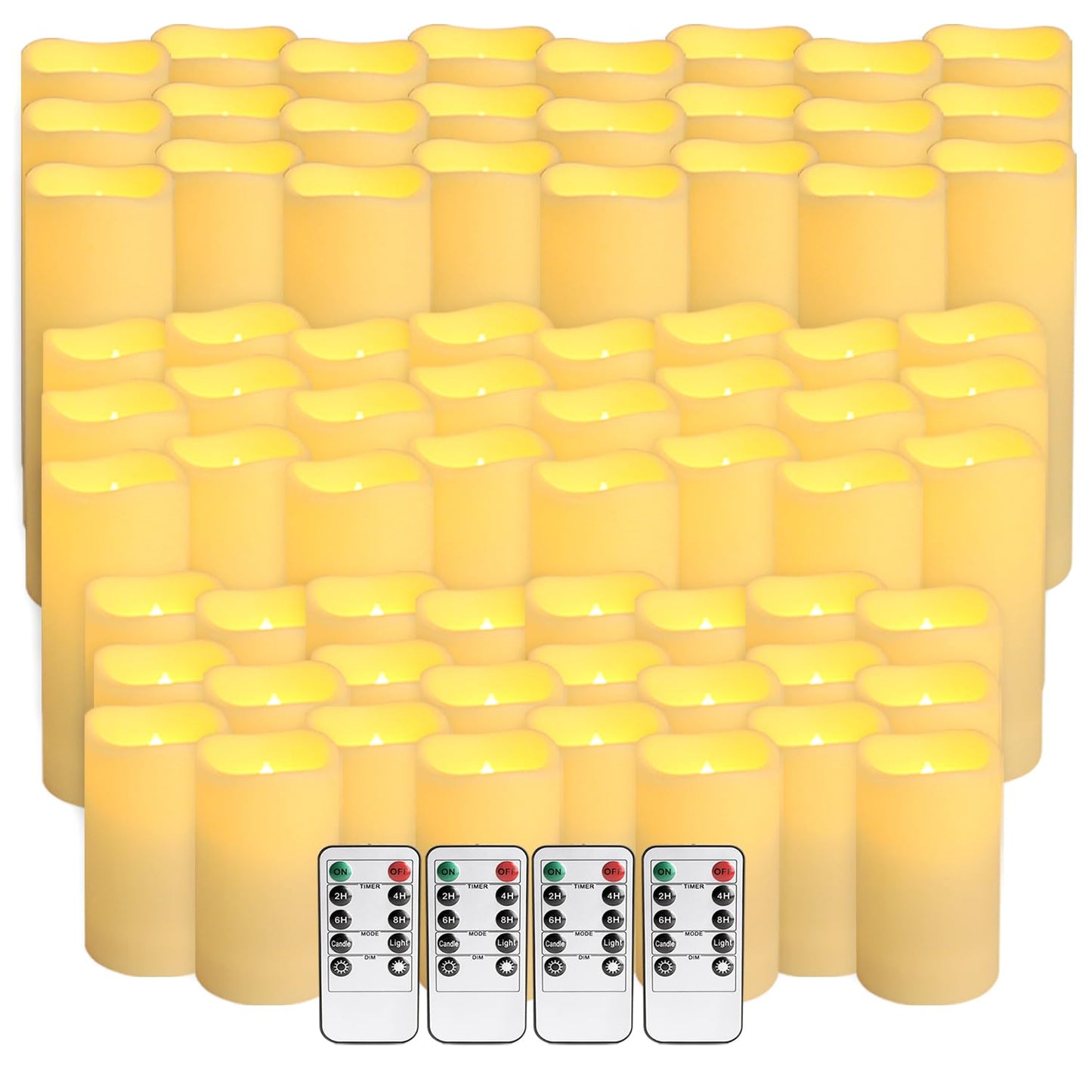 fclayvts 72-Pack LED Flameless Candles with Remote Control -Flickering Flameless Candles-Remote Timer Perfect for Wedding Parties, and Special Occasions(Three Sizes)