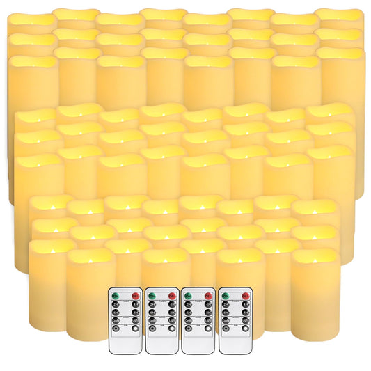 fclayvts 72-Pack LED Flameless Candles with Remote Control -Flickering Flameless Candles-Remote Timer Perfect for Wedding Parties, and Special Occasions(Three Sizes)