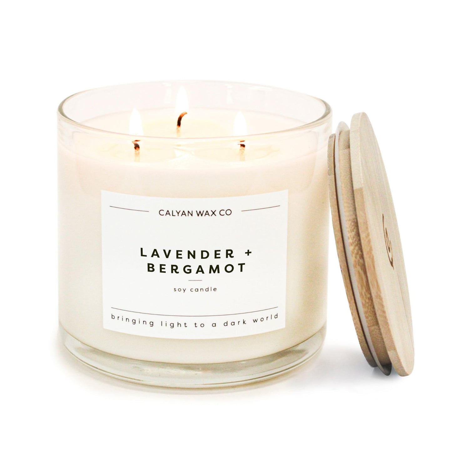 Calyan Wax Co. Lavender & Bergamot 3 Wick Scented Candle - 43 Hour Burn - Luxury 3 Wick Soy Candles - Soy Wax Candles - Long Lasting Large Glass Jar Candle for Home - 14.9oz