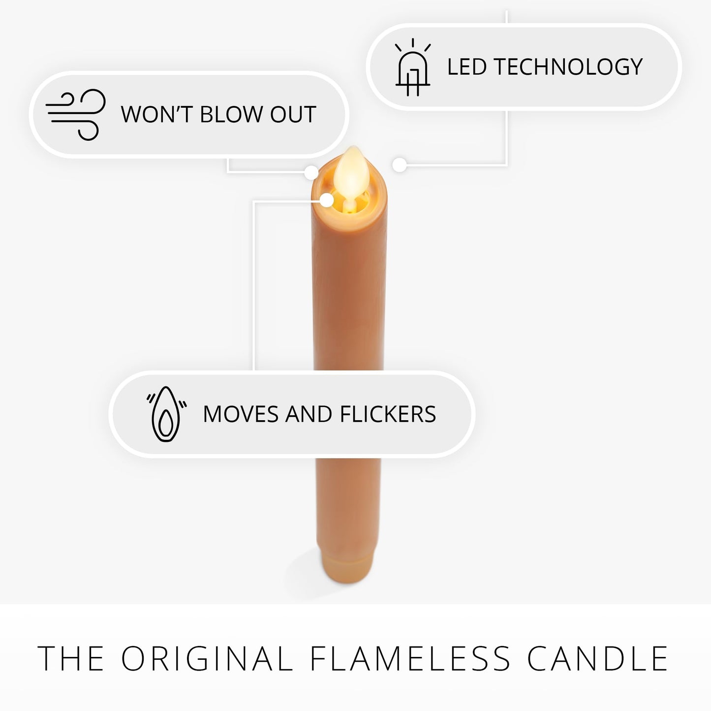 Luminara - Flameless Battery Operated Taper Candle - Sunlit Honey - Pack of 1-1x9.5 - LED Flickering Flame - Realistic Safe for Home Kids and Pets