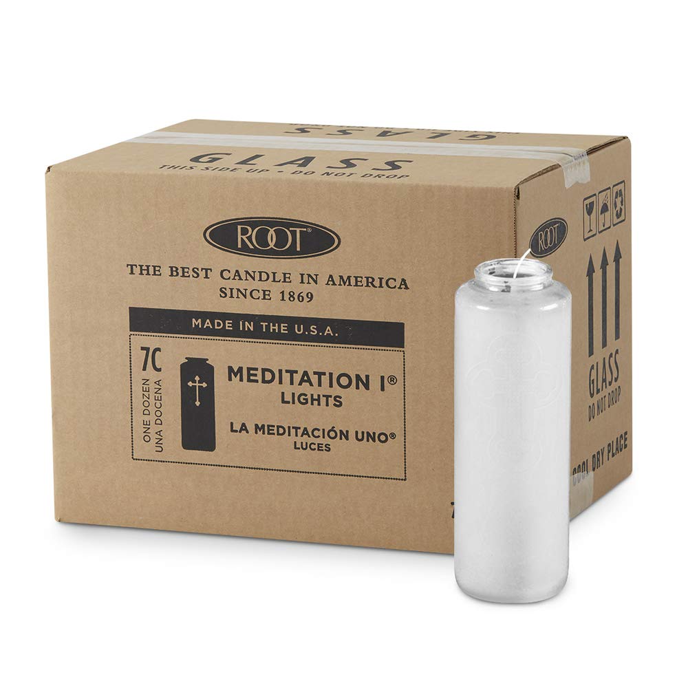 Root Candles Prayer Candles Clear Glass Devotional 7-Day Prayer Candle, 12-Count, Meditation