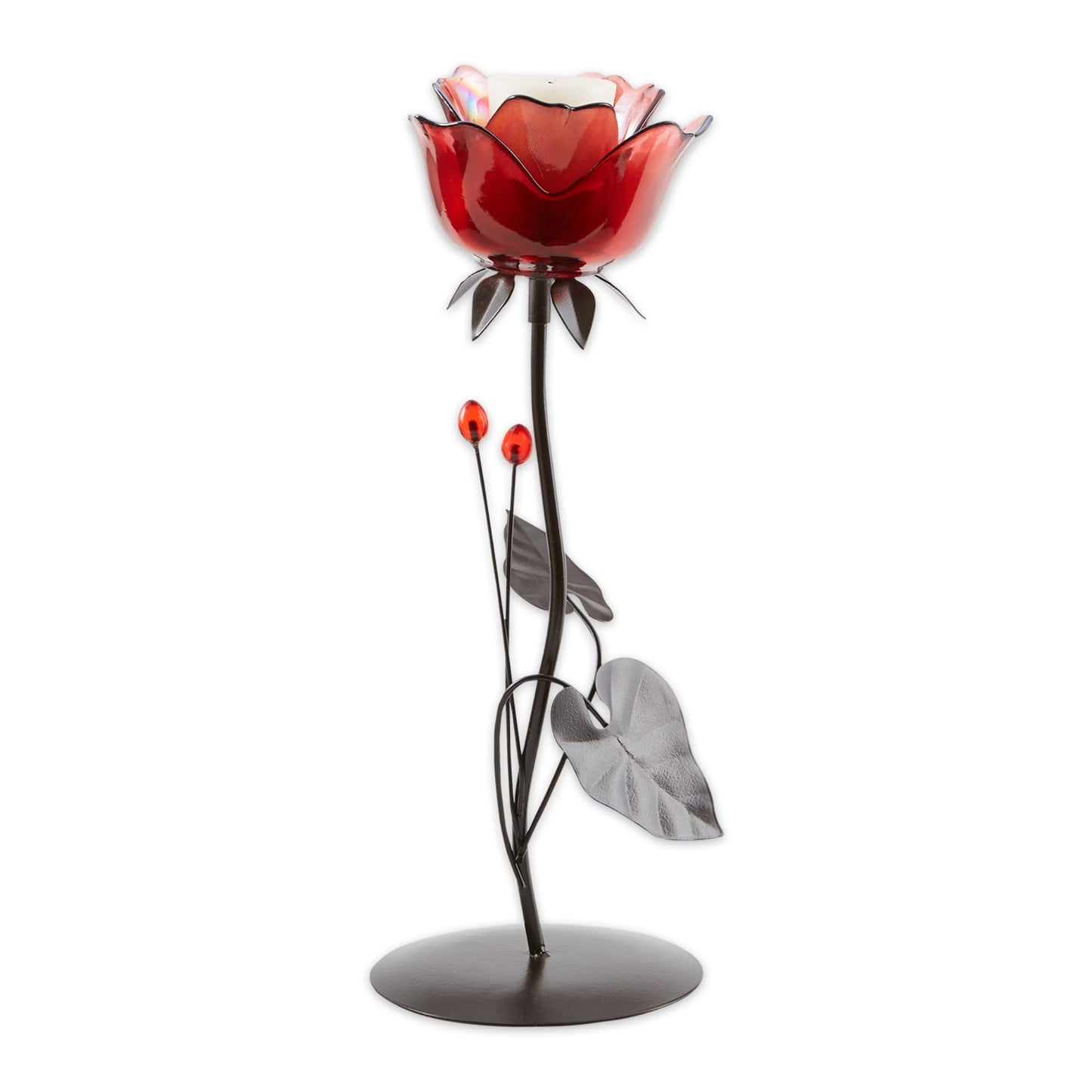 Zingz & Thingz Beauty in The Petals Collection Floral Tealight Candle Holder, 5x4.125x12.5, Romantic Rose