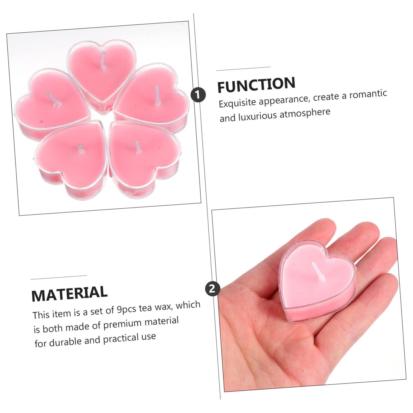 NOLITOY 9pcs Heart-Shaped Aromatherapy Candles for Valentine Day Smokeless Tealight Candles PVC Box Create Romantic Atmosphere for Proposals and Weddings