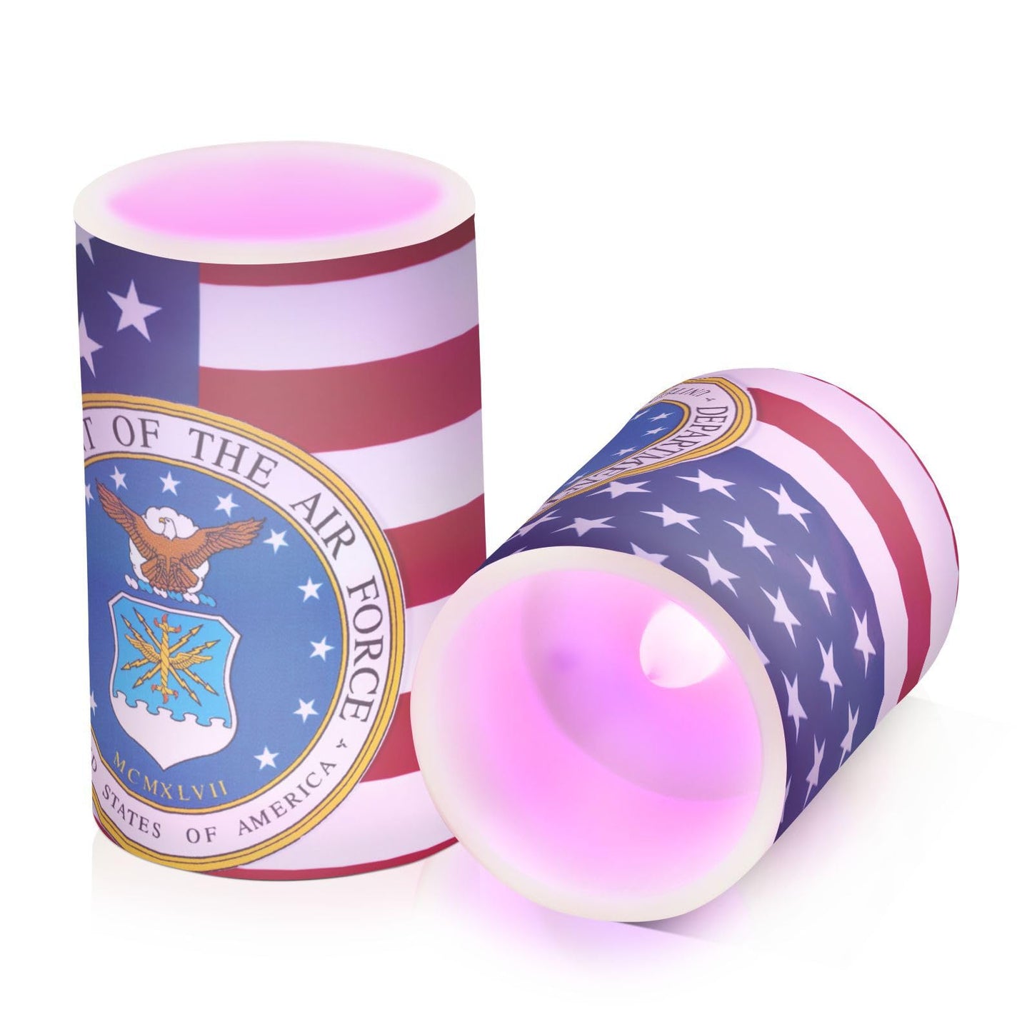 Eionryn American Flag United States Air Force Portrayed Flameless Candles Patriotic Stars and Stripes Battery Operated LED Candles with Remote Timer Electric Candles for Home Party Decor 2pcs