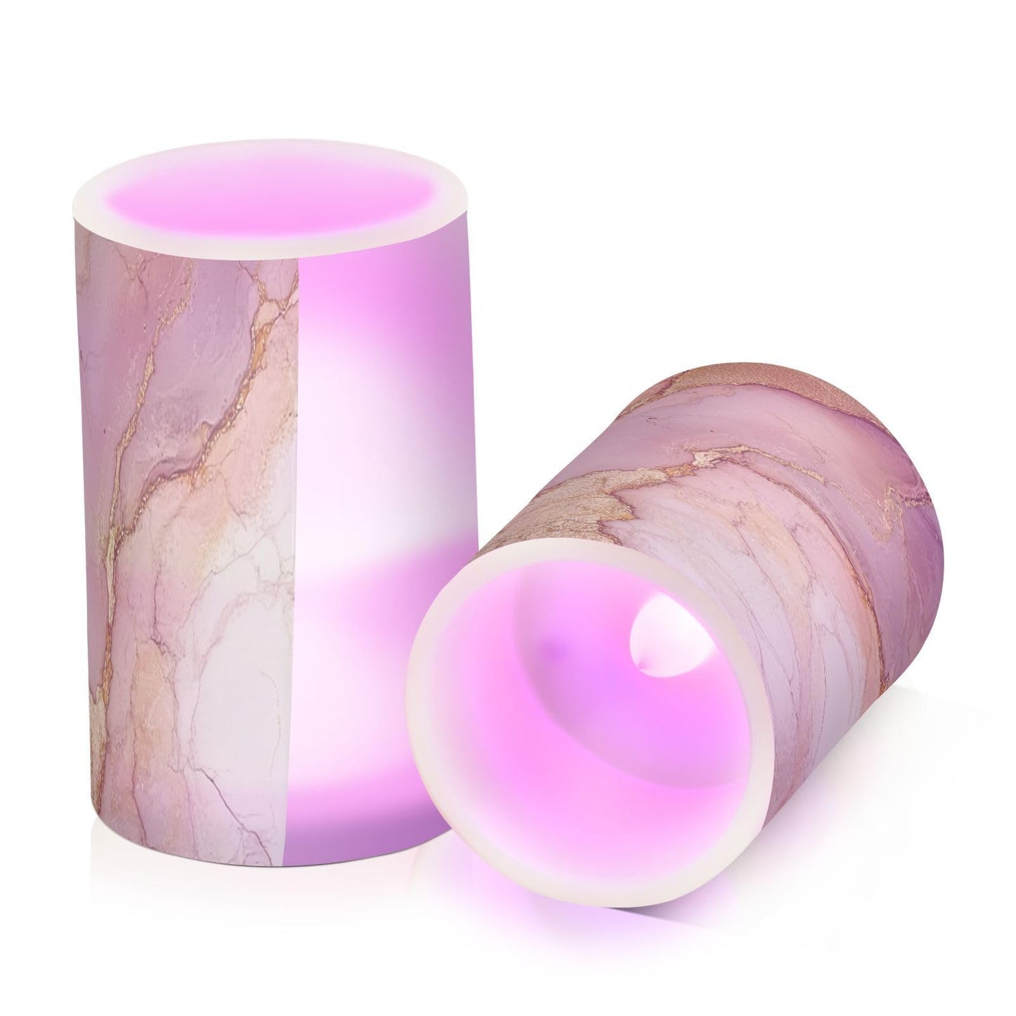 Zathe Flameless Candles Remote Flameless Candles Set for Fireplace Marble Blush Neutral