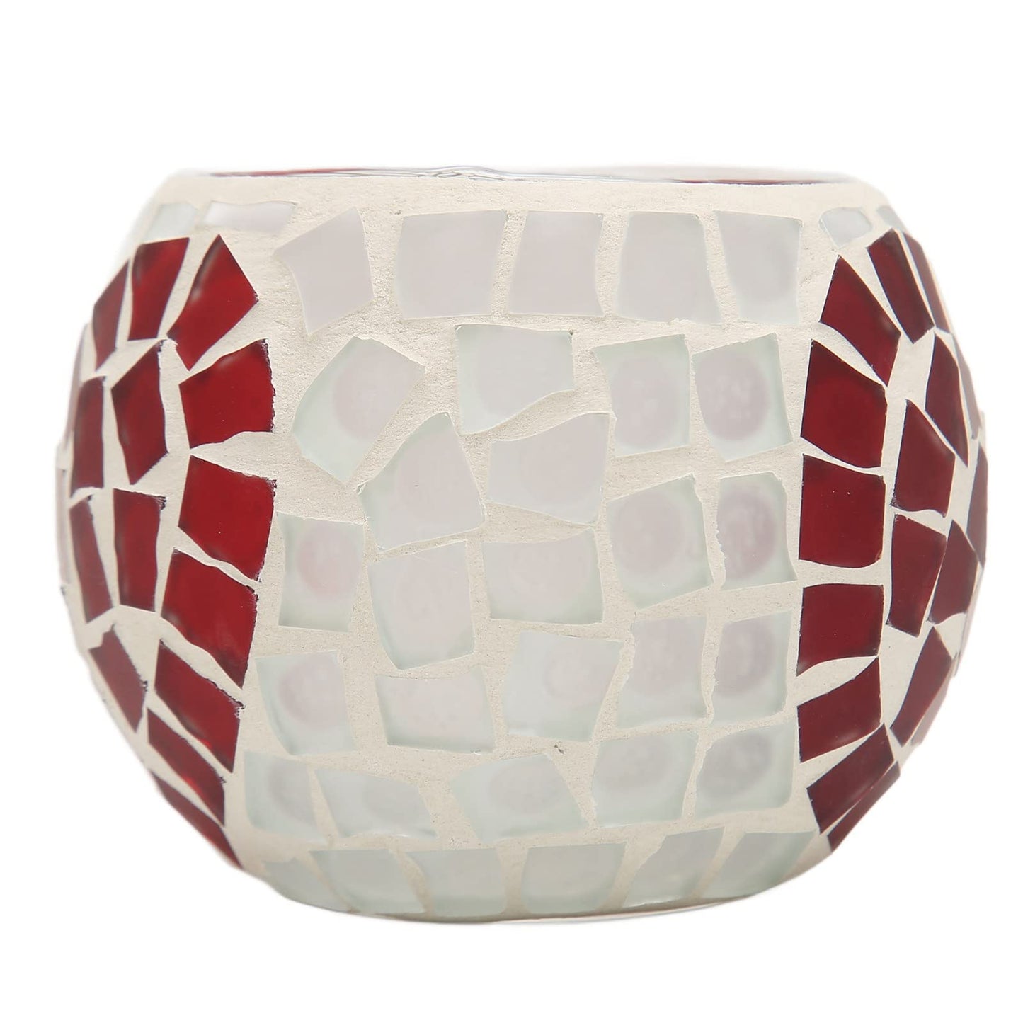 Haofy Mosaic Candle Holder Handcrafted Glass Heart Pattern 4x4 Inch for 3 Inch Pillar Candle, Stained Glass Holder with Sparkling Light Reflection for Living Room Wedding