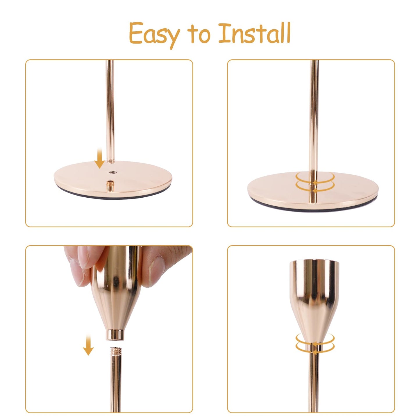 AUMAYCO French Gold Candle Holders Set of 6, Metal Taper Candle Holders, Gold Candlestick Holders, Fits 2.2cm Thick Candle&Led Candles, for Table Centerpiece, Mantels, Weddings, Dining, Party