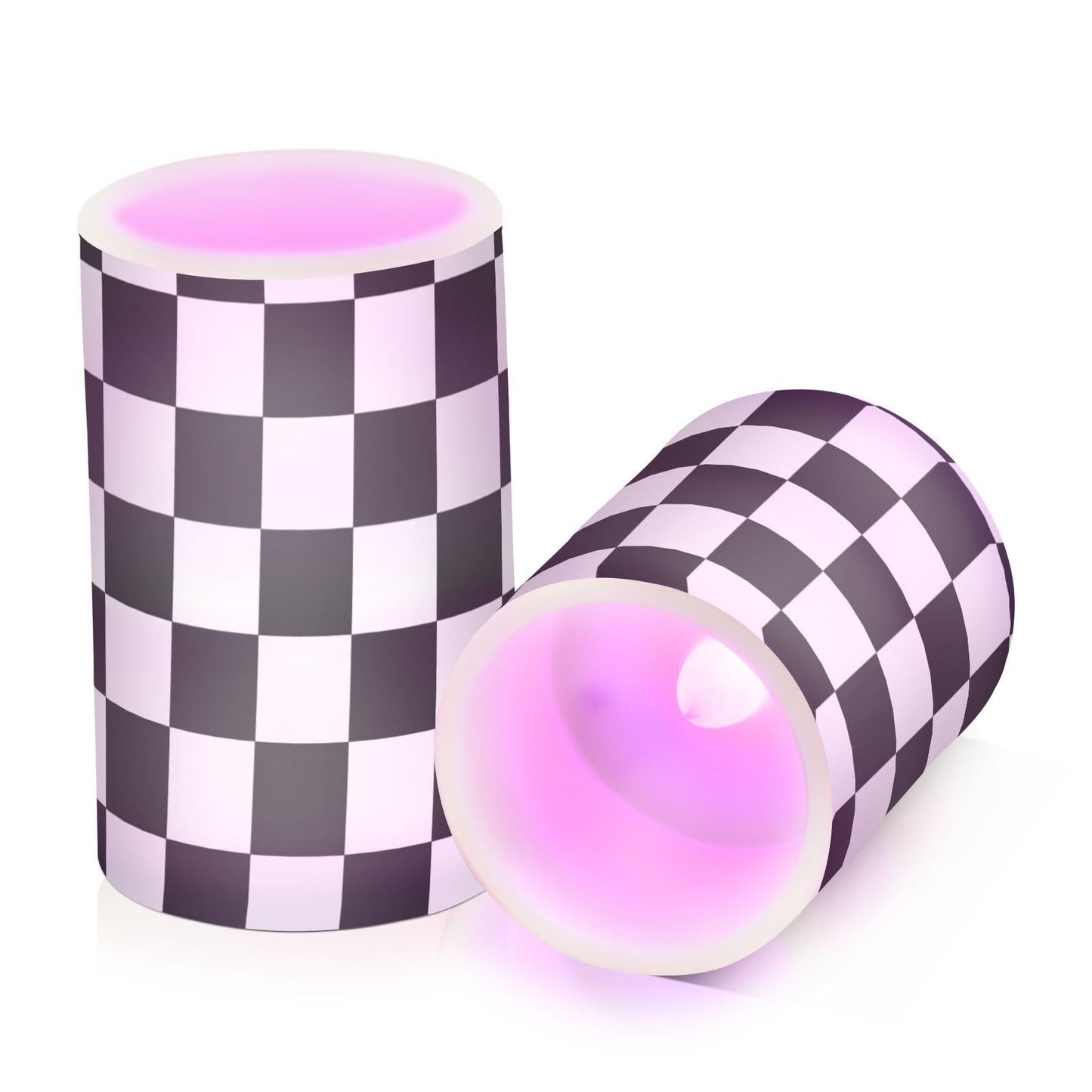 ALAZA Black White Checkered Flameless Candles Flickering LED Candles with Remote Timer Battery Operated Pillar Candles Set of 2 for Dinner Holiday Decor